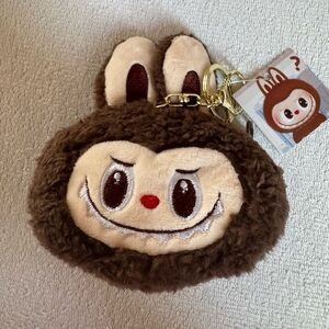 Labubu Brown and Cream Plush coin purse Keychain